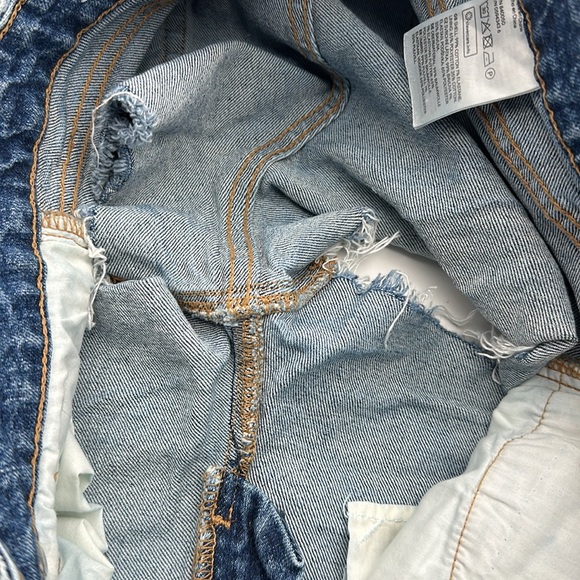 H & M Blue Denim Frayed Hem Women's Festival Shorts high waisted size 10 (A47) - Picture 8 of 8